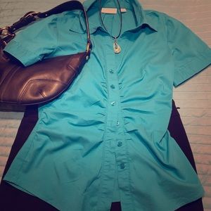 2/$15 Ruched Teal Blouse